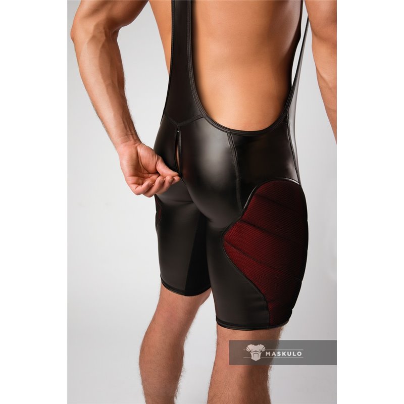 Maskulo Color Under Men S Fetish Wrestling Singlet Zipped Rear Red