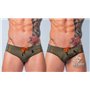 MASKULO - BeGuard Swimming Briefs with Contrasting Details Olive