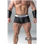 MASKULO - Rubber Look Trunks Detachable pouch Open Rear Black