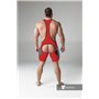 MASKULO - Wrestling Singlet Codpiece Open rear full thigh Pads Red