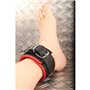 Leather ankle cuff - Padding - Black/Red