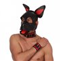 Leather collar- 3D ring - Red/Black