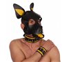 Leather collar- 3D ring - Yellow/Black