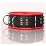 Leather collar- 3D ring - Black/Red