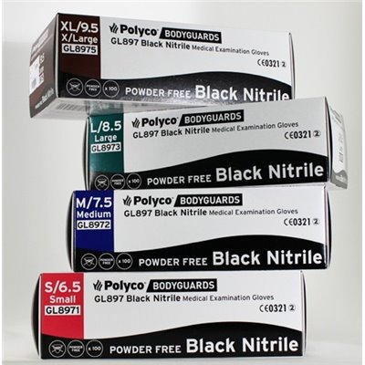 100 BLACK NITRILE GLOVES S BOX