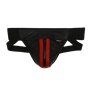 Addikt Leather Jockstrap Zip: Black & Red Pattern
